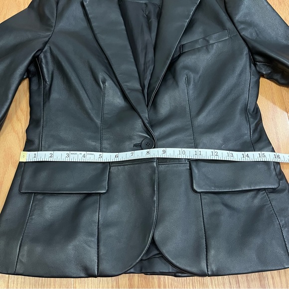 LaMarque Elza Notched Collar Black Leather Blazer Jacket - Picture 13 of 15